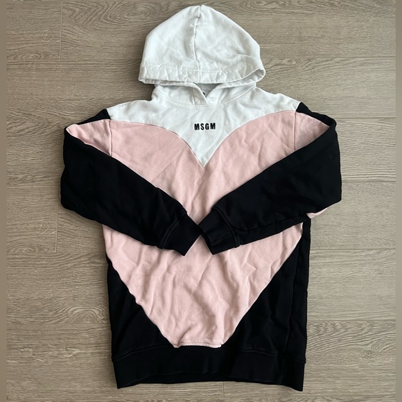 MSGM KIDS COLOR BLOCK COTTON SWEATSHIRT HOODIE - Picture 2 of 4